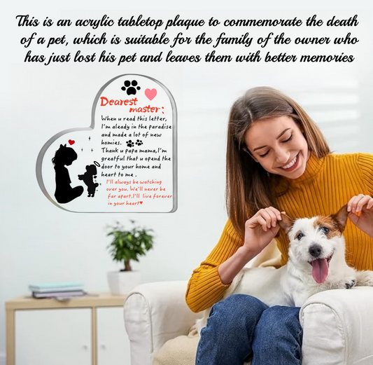 Bondpop private high-end customization - Loving acrylic pet memorial plaque sign, desk decoration gift commemoration - for pet.